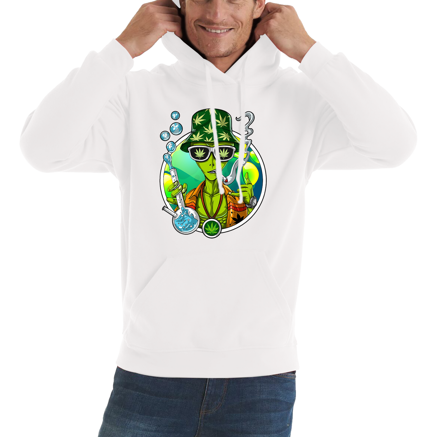 Alien Stoner Smoking Funny Hoodie