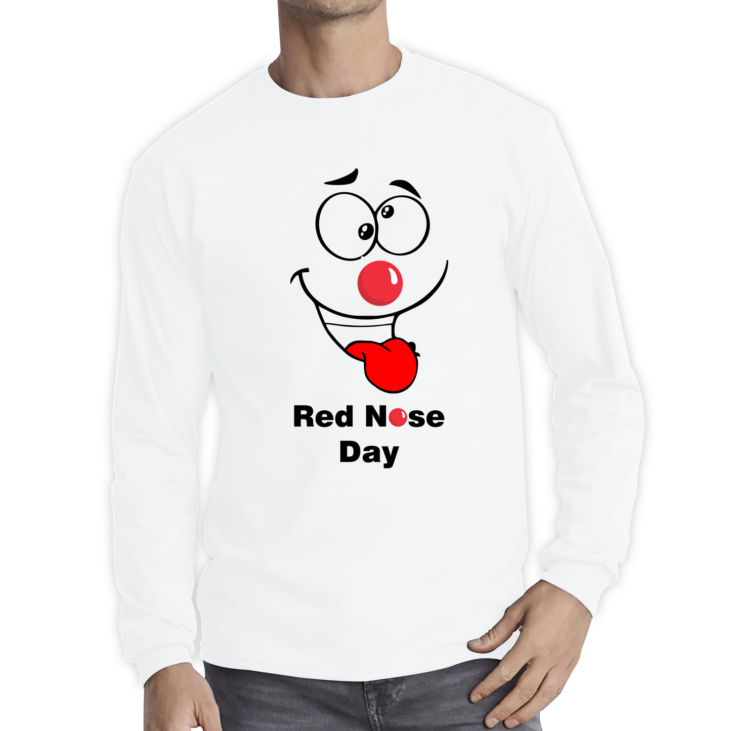 Naughty Emoji Face Red Nose Day T Shirt