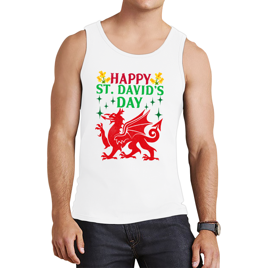 Happy St. David's Day Dragon Welsh Dragon Saint Welsh Language Wales Party Tank Top