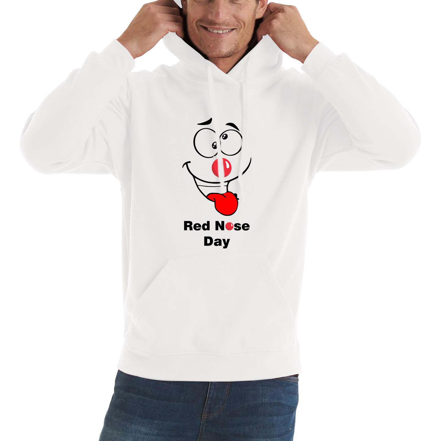 Naughty Emoji Face Red Nose Day Hoodie