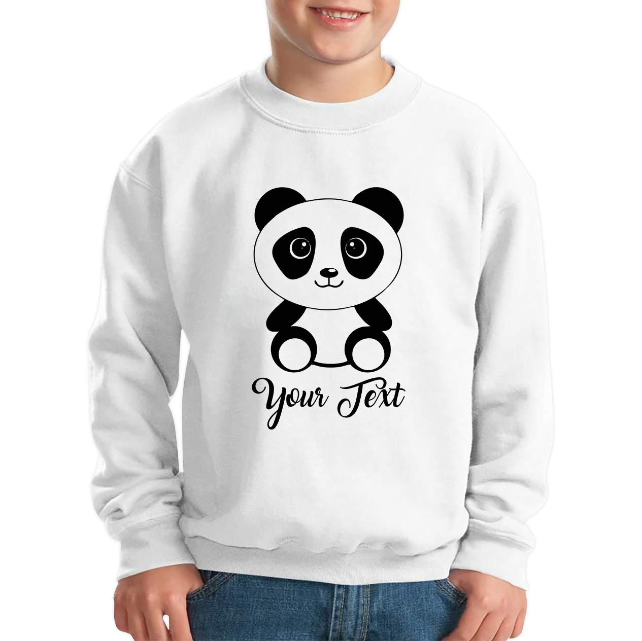 Personalised Cute Panda Bear Your Text Funny Cute Animal Lovers Kids Jumper