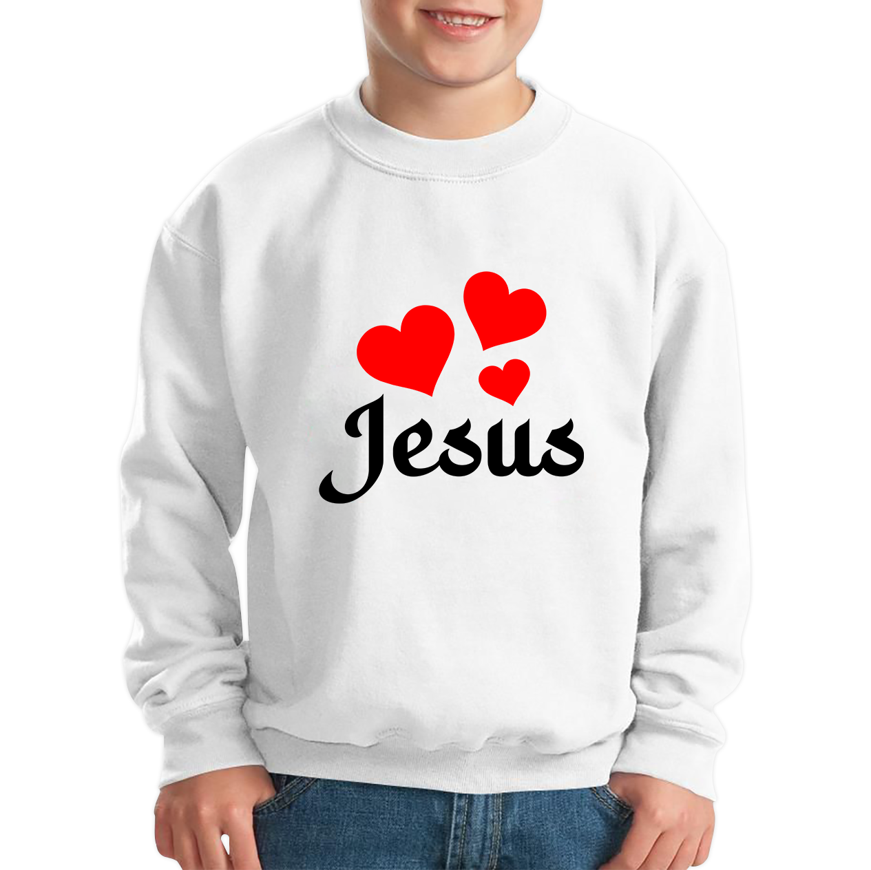 Love Jesus Hearts Jesus Christ Christians Religious Spirituality Believe Kids Jumper