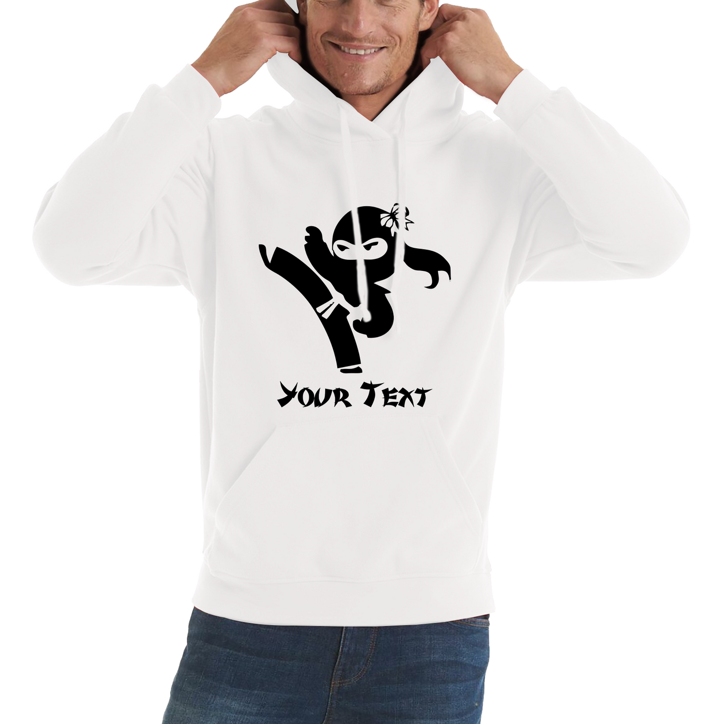Personalised Ninja Girl Your Text Retro Ninja Warrior Martial Arts Judo Karate MMA Unisex Hoodie