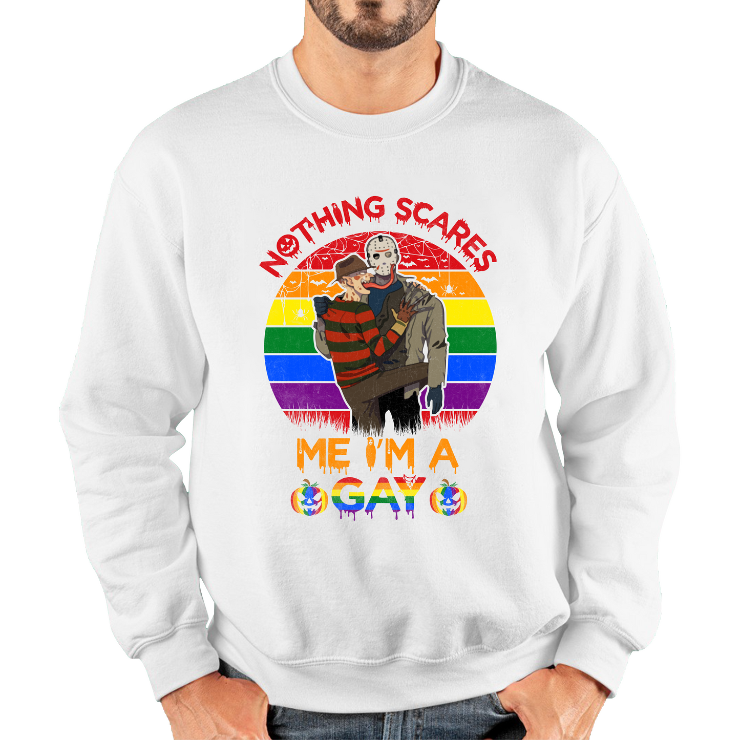 Nothing Scares Me I'm A Gay Pride LGBT Jason Voorhees Freddy Krueger Sweatshirt