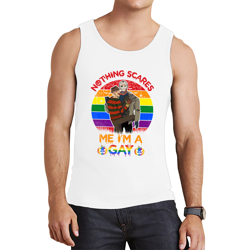 Nothing Scares Me I'm A Gay Pride LGBT Jason Voorhees Freddy Krueger Tank Top