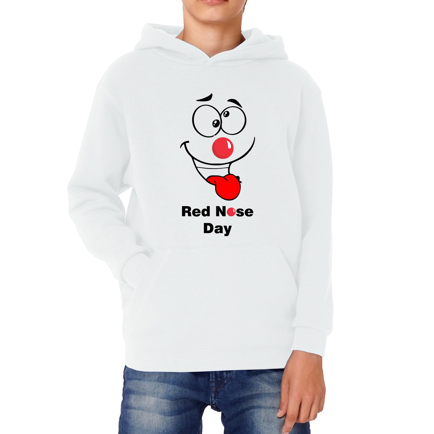 Naughty Emoji Face Red Nose Day Hoodie