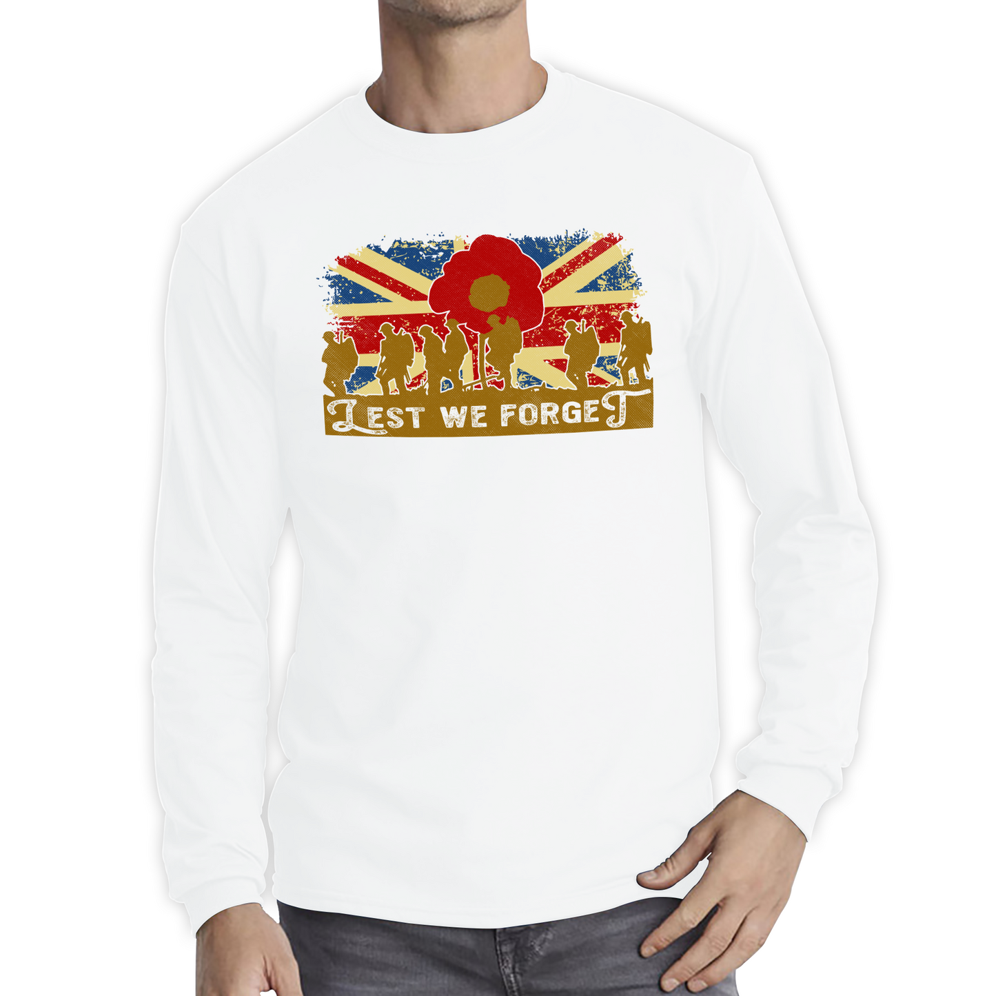 Lest We Forget Poppy Flower Anzac Day British Armed Forces T Shirt