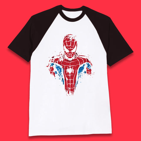 Spider-Man Distressed Portrait Marvel Comics Character Superhero Marvel Avengers Spiderman  Baseball T Shirt