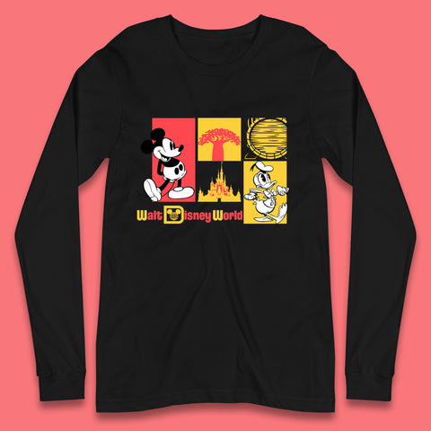 Vintage Style Mickey Mouse And Donald Duck Walt Disney World Disney Castle Magic Kingdom Long Sleeve T Shirt