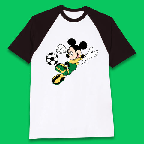 Mickey Mouse Kicking Football Soccer Player Disney Cartoon Mickey Soccer Player Football Team Baseball T Shirt