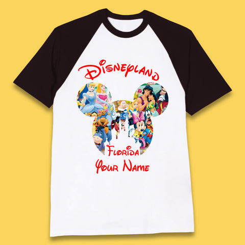 Personalised Disney Land Florida Mickey Minnie Mouse All Disney Characters Cartoons Magical Kingdom Disney Castle Disneyland Vacation Trip Baseball T Shirt