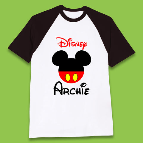 Personalised Disney Mickey Mouse Minnie Mouse Head Your Name Cute Character Disney World  Baseball T Shirt