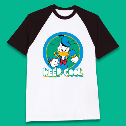 Keep Cool Donald Duck Animated Cartoon Character Angry Duck Disneyland Trip Disney Vacations Baseball T Shirt