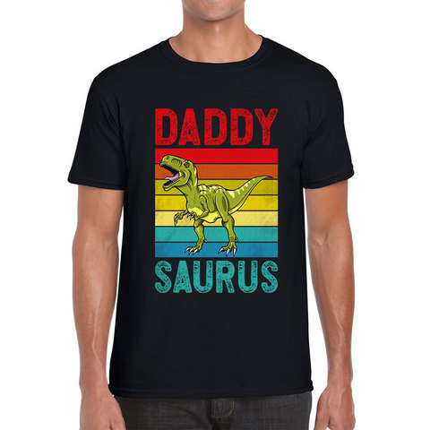 Daddy Saurus Funny T-Rex Father's Day Vintage Dinosaur Animal Mens Tee Top