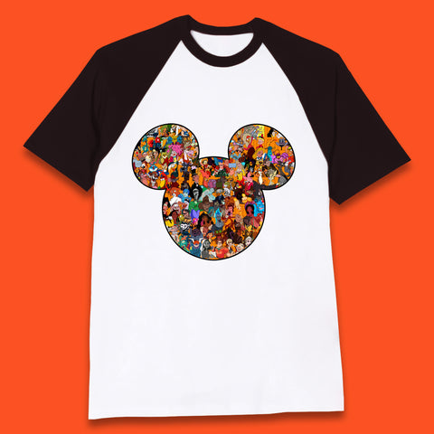 Disney Mickey Mouse Minnie Mouse Head All Disney Characters Together Disney Family Animated Cartoons Movies Characters Disney World Baseball T Shirt