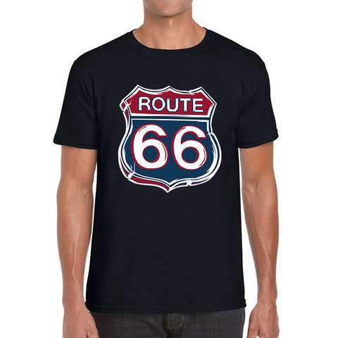 Route 66 Baseball Highway 66 US Biking Riding Highway Main Street of America Mens Tee Top