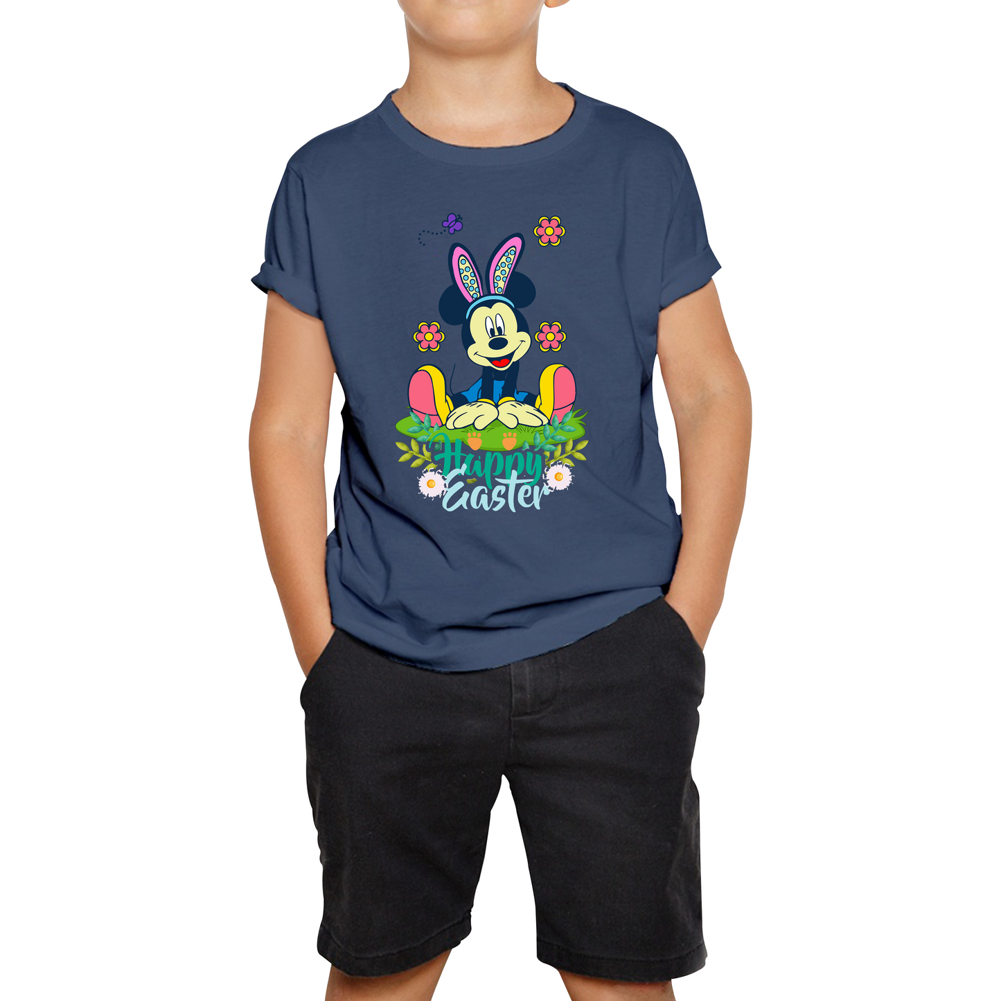 Happy Easter Mickey Mouse Bunny Easter Bunny Happy Easter Day Disney Land Kids Tee