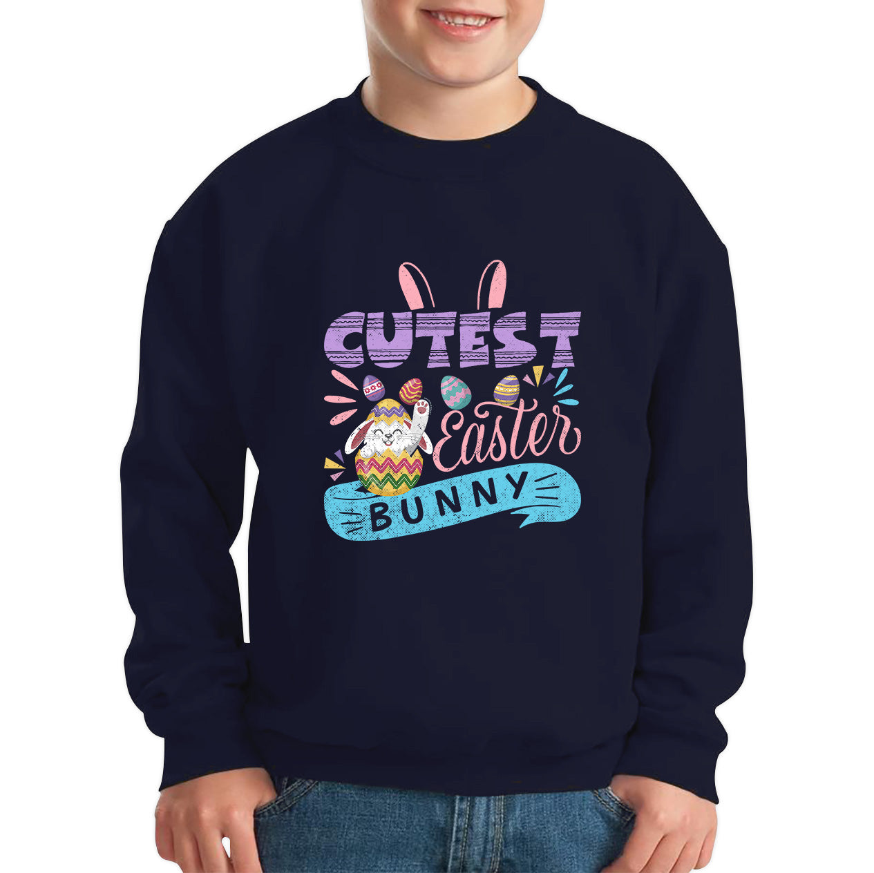 Cutest Easter Bunny Happy Easter Day Colorful Easter Eggs Easter Bunny Rabbit Easter Egg Hunt Kids Jumper