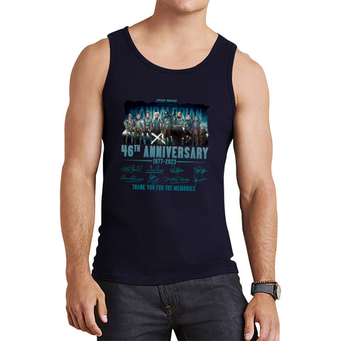 Disney Star Wars Day 46th Anniversary 1977-2023 The Mandalorian Characters Signatures Thank You For The Memories Tank Top