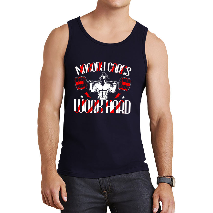 Nobody Cares Work Hard spartan Gym Training Motivational Quote Fitness Workout Tank Top