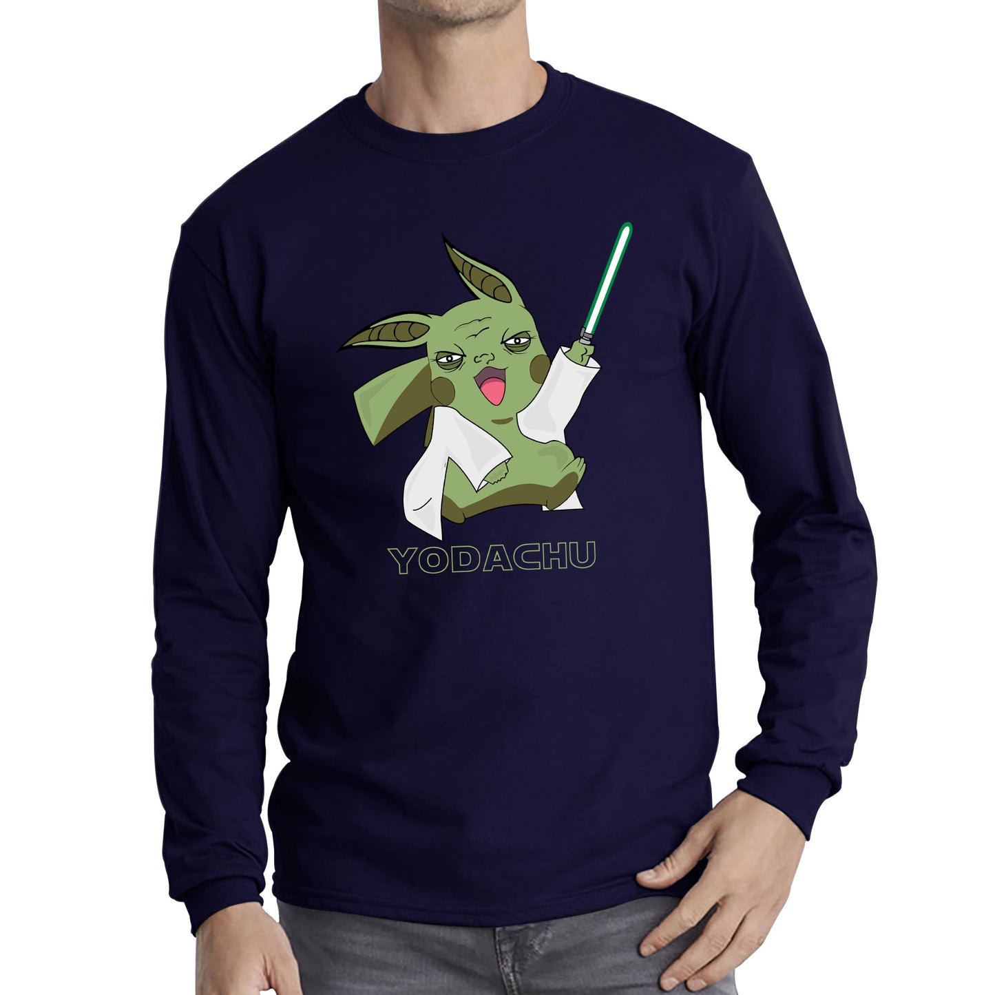 Yodachu Anime Lightsaber Movie Nintendo Parody Pikachu Pokémon Stars Wars Video Game Yoda Star Wars 46th Anniversary Long Sleeve T Shirt
