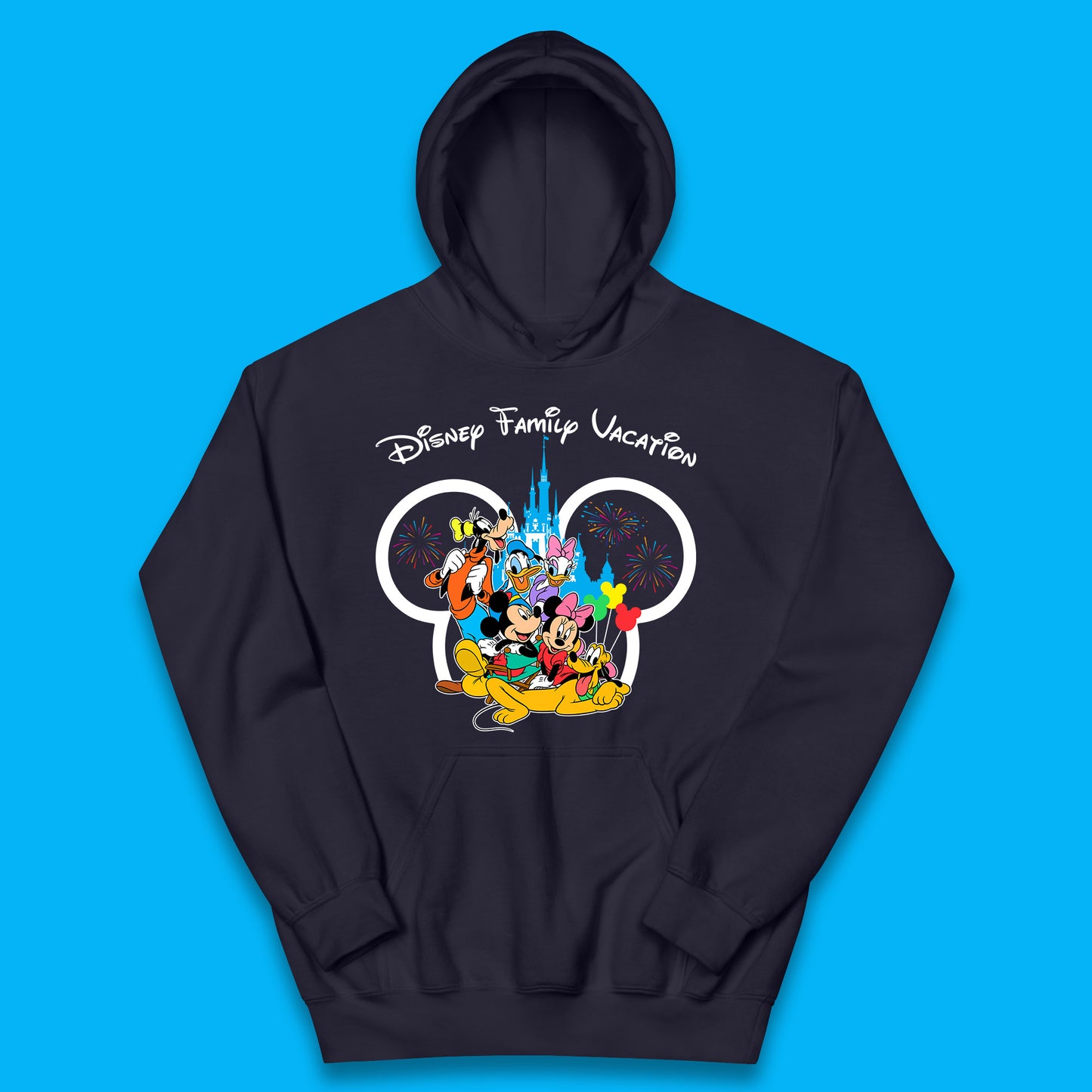 Walt Disney Mickey And Friends Trip To Disney World Mickey Mouse Minnie Mouse Pluto Donald Daisy Duck Goofy Disney Club Disney Castle Kids Hoodie