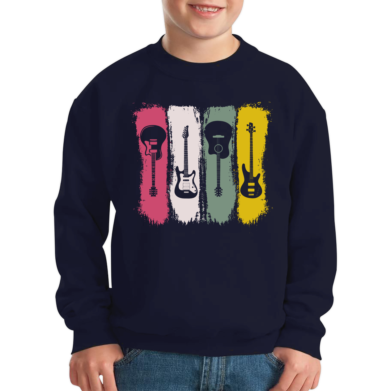 Vintage Guitars Musician Music Guitar Lover Classical Acoustic-Electric Guitarist Kids Jumper