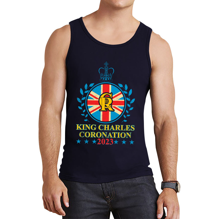 King Charles III Coronation 2023 Union Jack CR III Ruling Monarch Of England Great Britain Tank Top