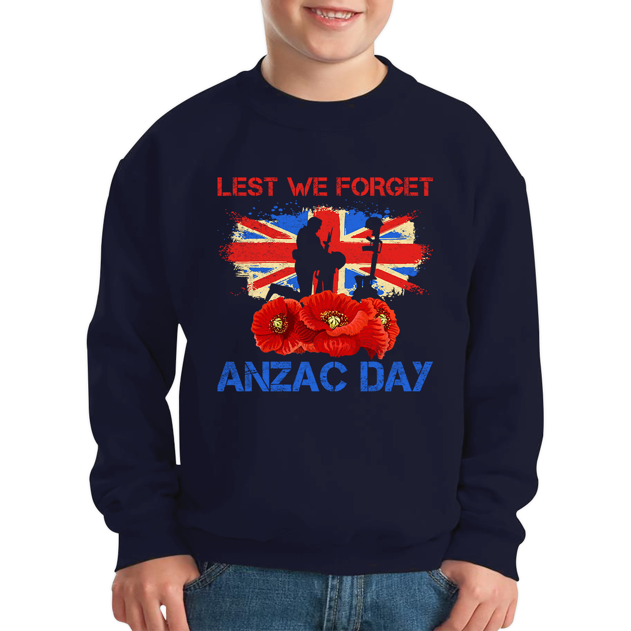 Poppy Flowers Lest We Forget Anzac Day British Veterans Remembrance Day Jumper