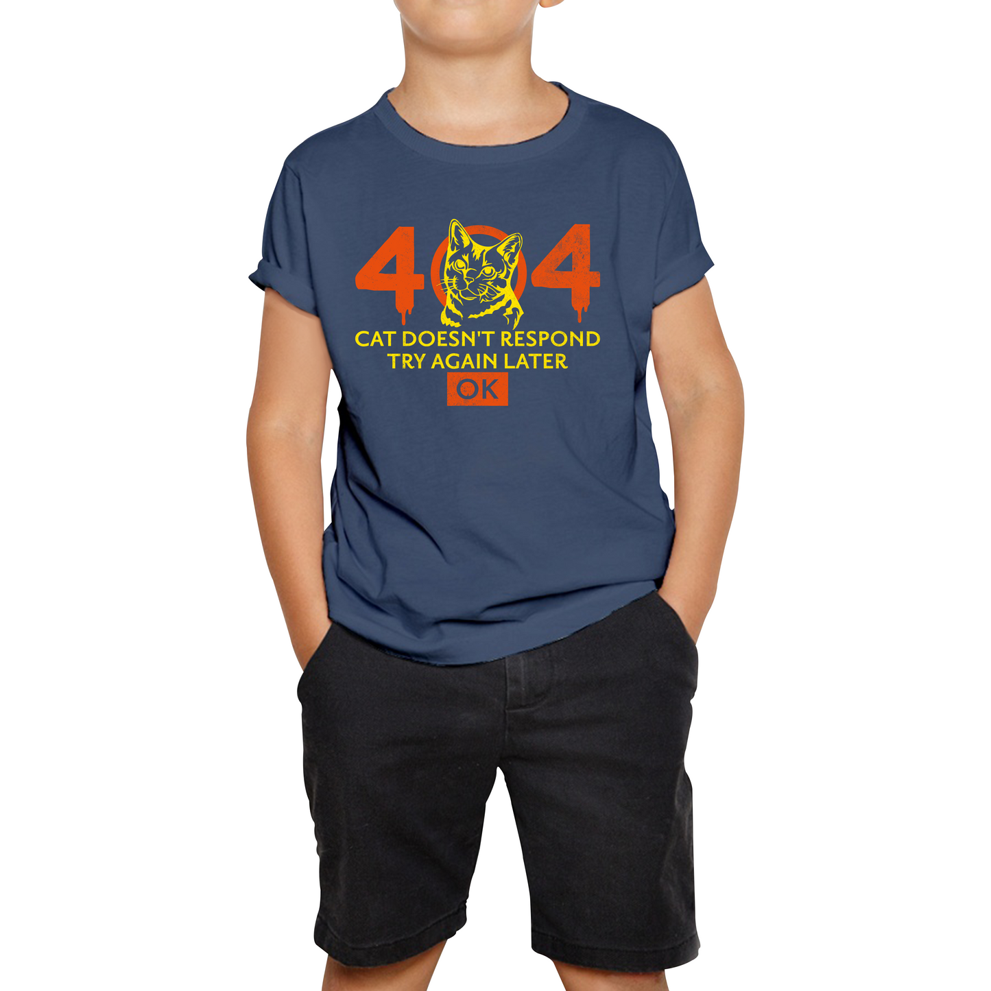 404 Cat Doesn't Respond Try Again Later Ok Cat 404 Error Funny Kitten Lovers Kids Tee