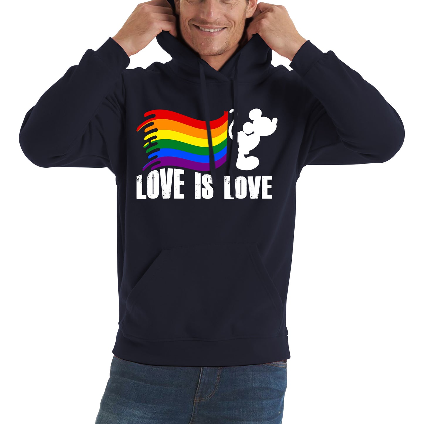 Love Is Love Disney Mickey Mouse Pride Flag Disneyland LGBT Flag Cartoon Pride Unisex Hoodie