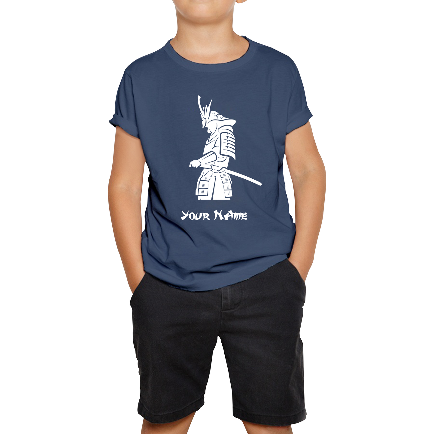 Personalised Samurai Your Name Japanese Retro Samurai Warrior Judo Karate MMA Swords Kids Tee