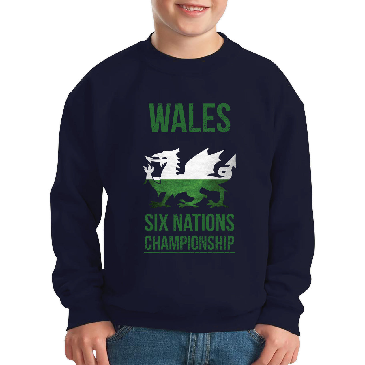 Wales Flag Logo Rugby Cup European Support World Six Nations Championship Kids Jumper