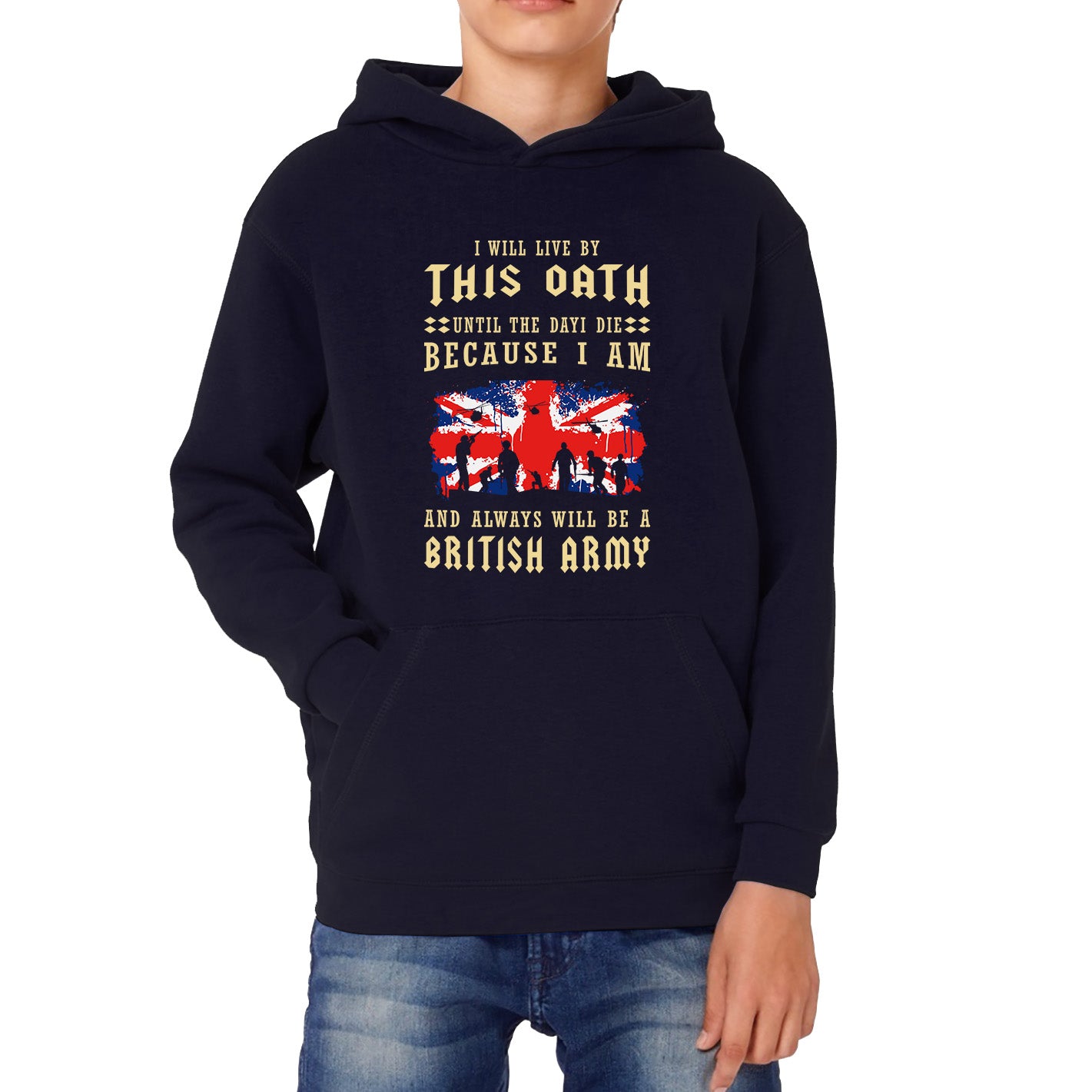 I Will Live By This Oath Until The Day I Die British Army UK Flag Veterans Day Lest We Forget Remembrance Day Kids Hoodie