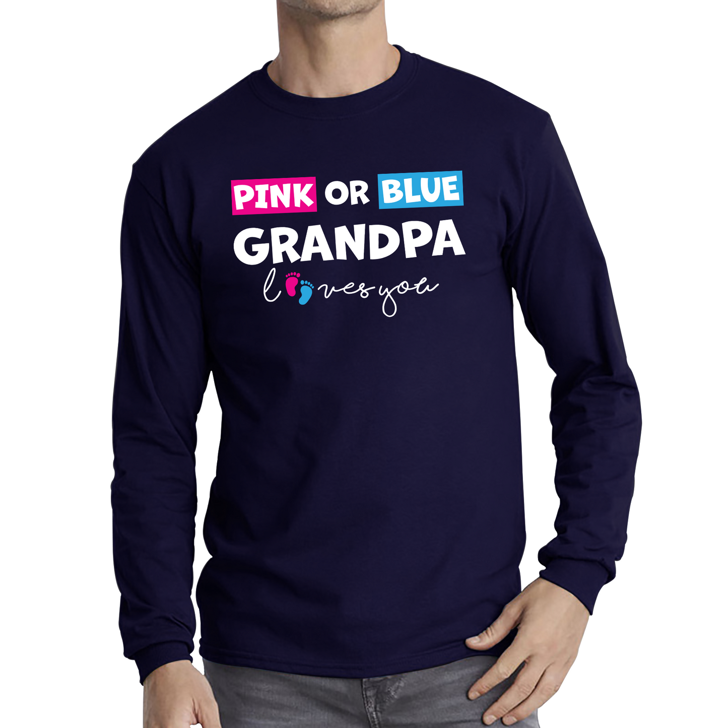 Pink Or Blue Grandpa Loves You Funny Gender Reveal Party T Shirt