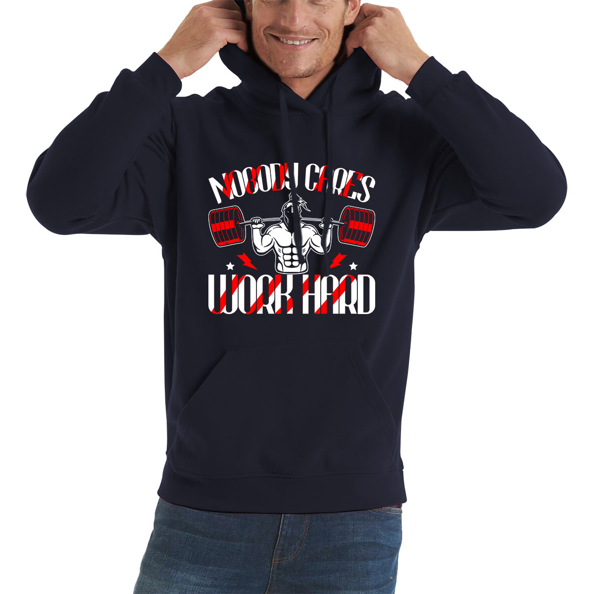 Nobody Cares Work Hard spartan Gym Training Motivational Quote Fitness Workout Unisex Hoodie