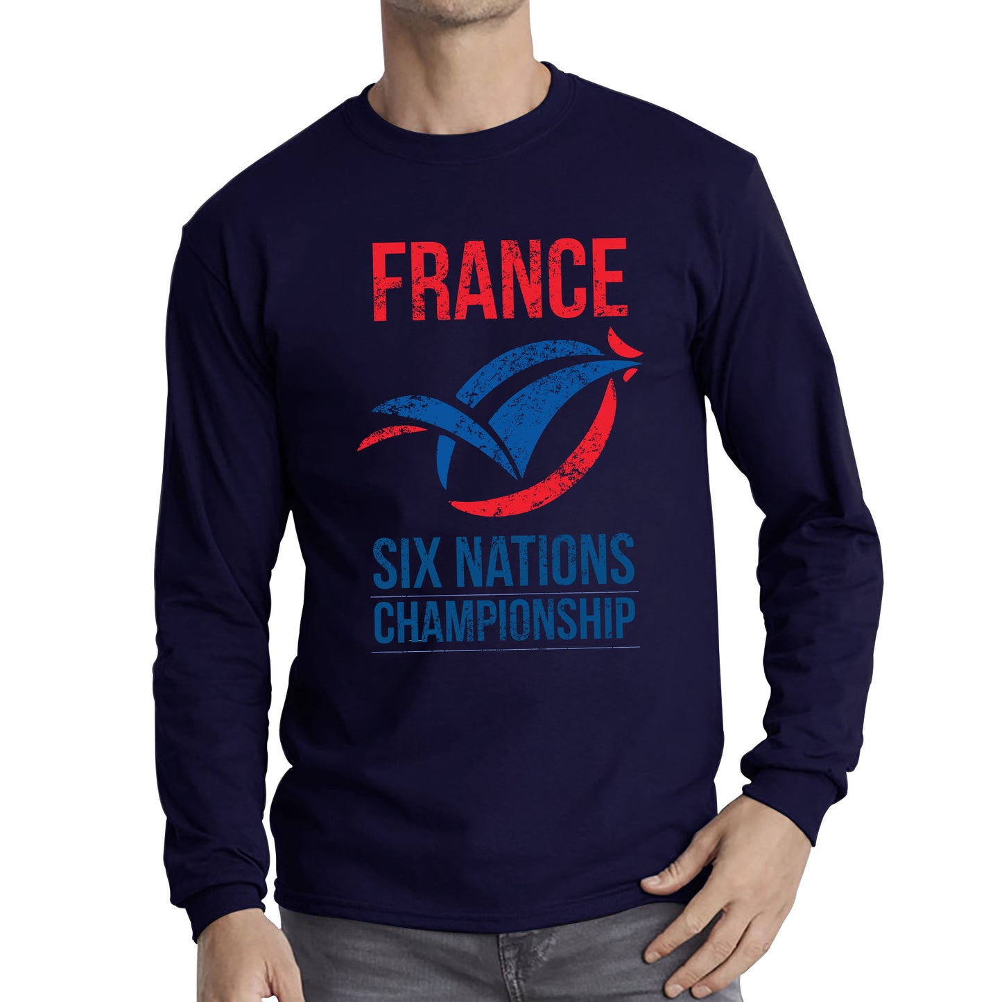 France Flag Logo Rugby Cup European Support World Six Nations Championship Long Sleeve T Shirt