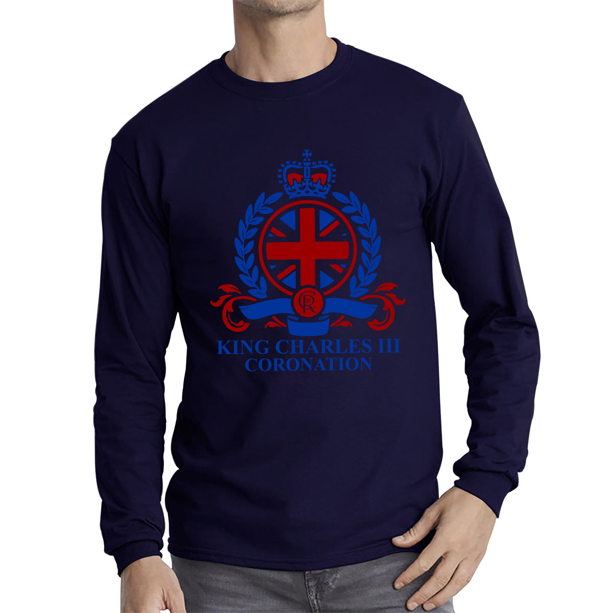 King Charles III Coronation 2023 CR III King Of England United Kingdom His Majesty Long Sleeve T Shirt