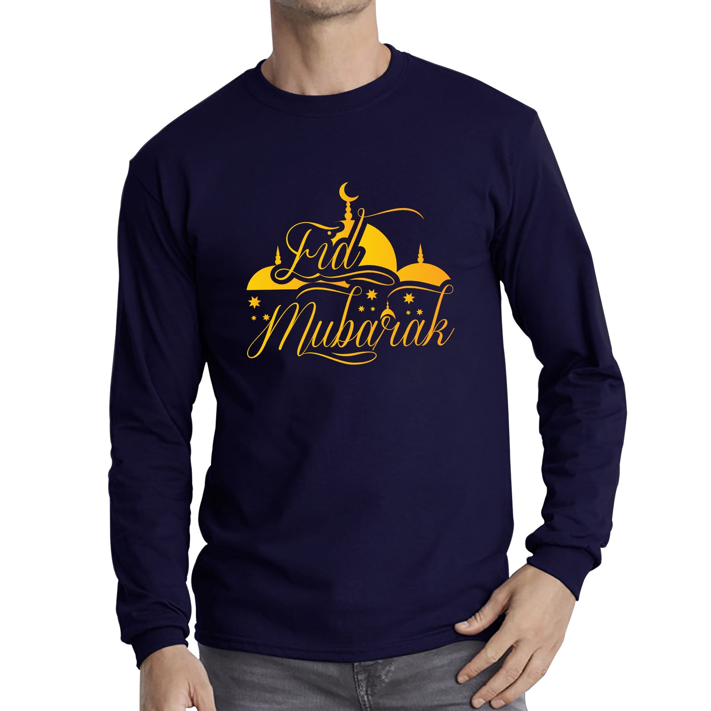 Eid Mubarak Muslims Religious Ramzan Fasting Mosque Prayers Blessings Holy Month Long Sleeve T Shirt