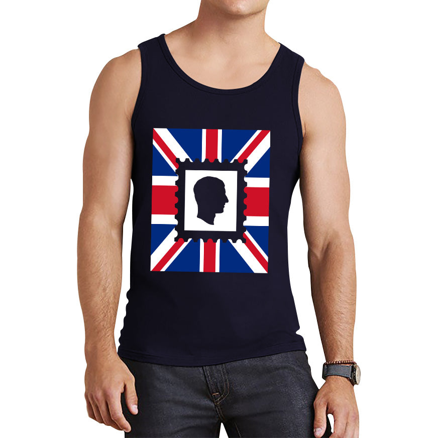 King Charles III Stamp United Kingdom Flag King Of England Royal Crown His Majesty Union Jack Tank Top
