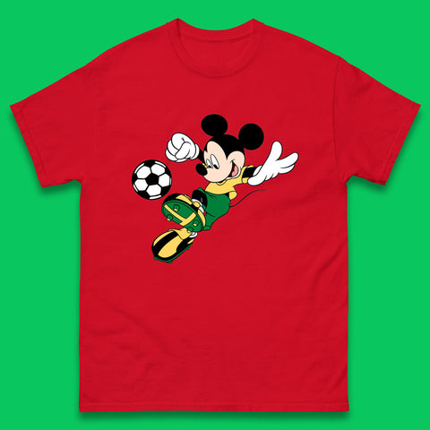Mickey Mouse Kicking Football Soccer Player Disney Cartoon Mickey Soccer Player Football Team Mens Tee Top