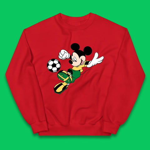 Mickey Mouse Kicking Football Soccer Player Disney Cartoon Mickey Soccer Player Football Team Kids Jumper