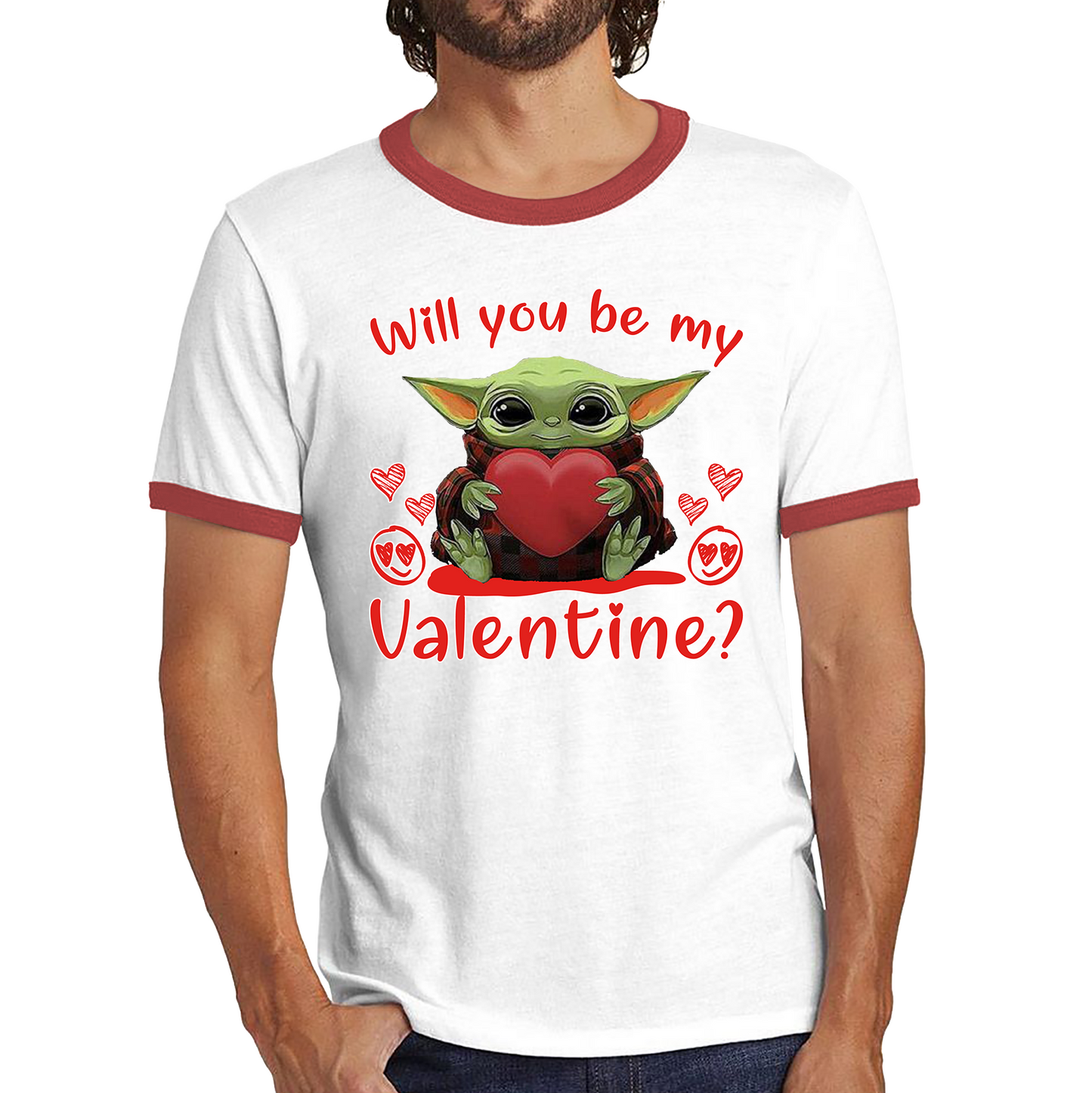 Baby Yoda Ringer T Shirt Will You Be My Valentine Ringer T Shirt