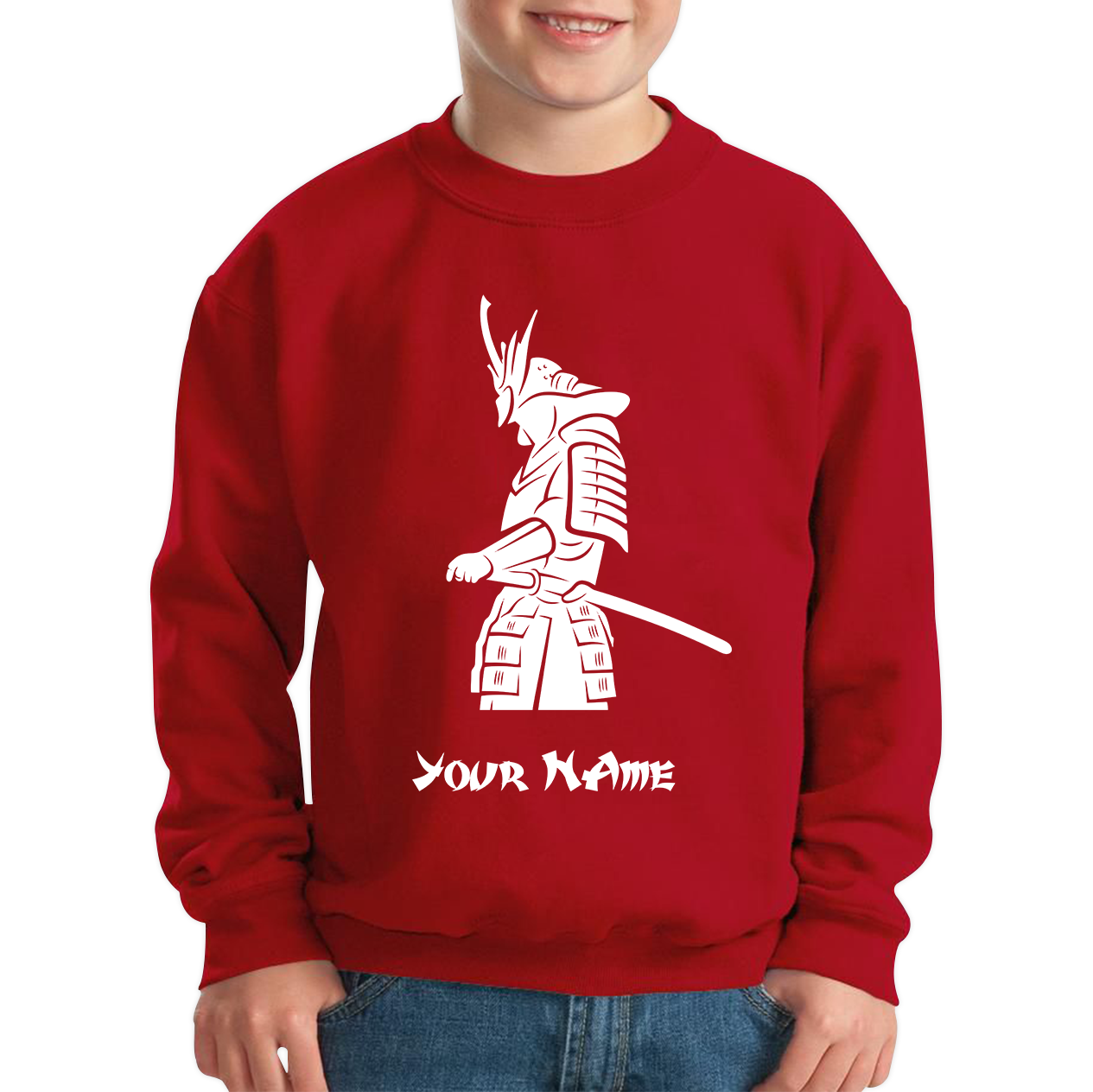 Personalised Samurai Your Name Japanese Retro Samurai Warrior Judo Karate MMA Swords Kids Jumper