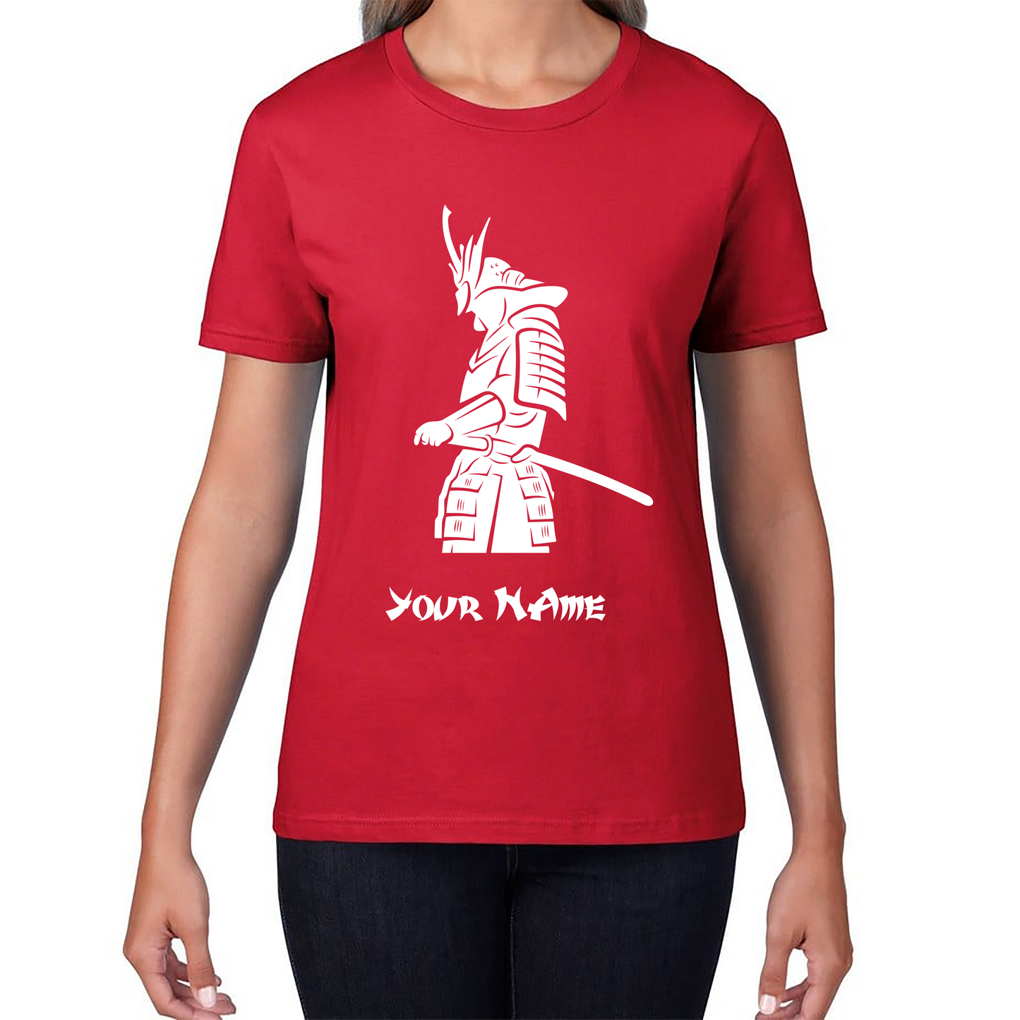Personalised Samurai Your Name Japanese Retro Samurai Warrior Judo Karate MMA Swords Womens Tee Top