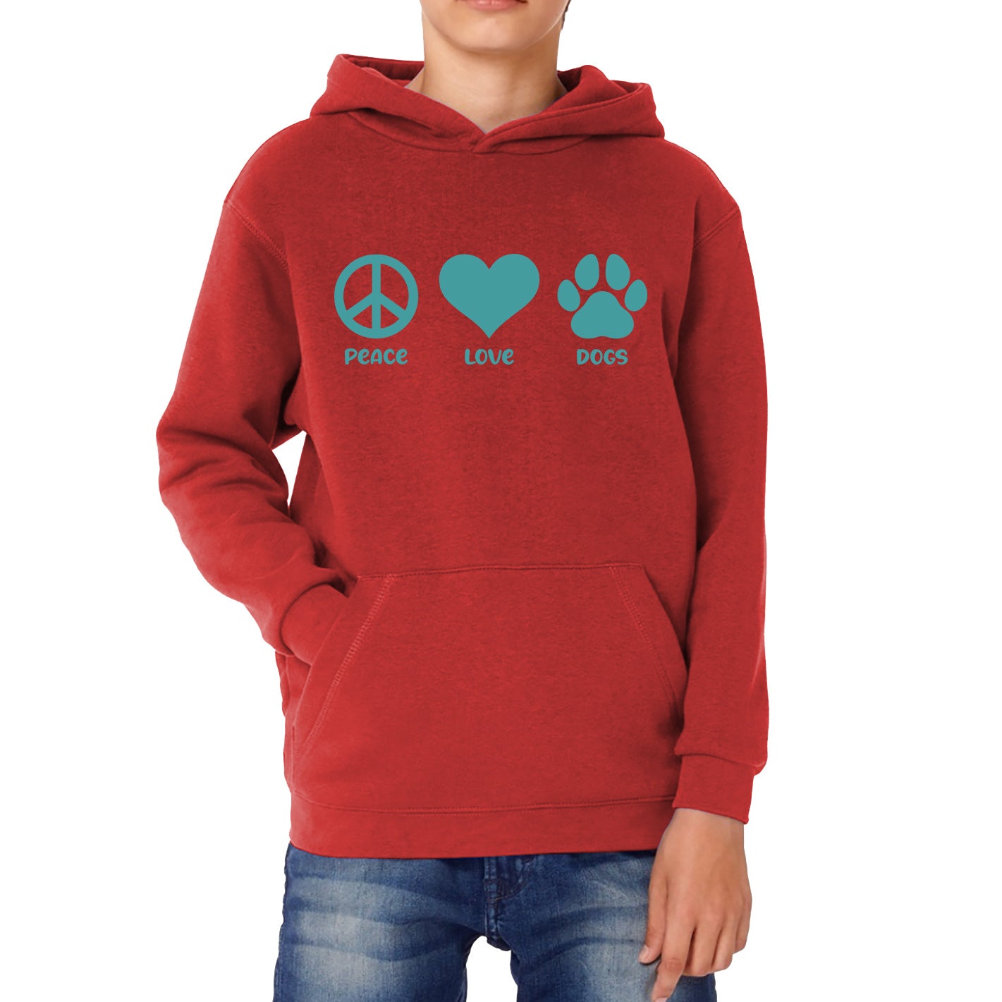 Peace Love Dogs Dog Paws Funny Dog Lovers Animal Pet Peace Logo Kids Hoodie