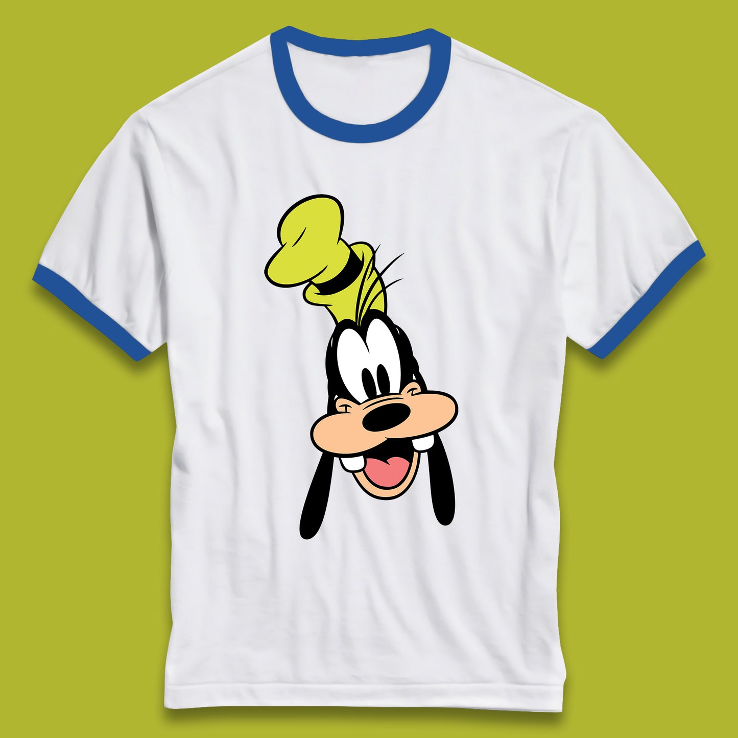 Disney Goofy Head Face Smiling Animated Cartoon Character Disney G.G. "Goofy" Goof Disney Vacation Disney World Trip Ringer T Shirt