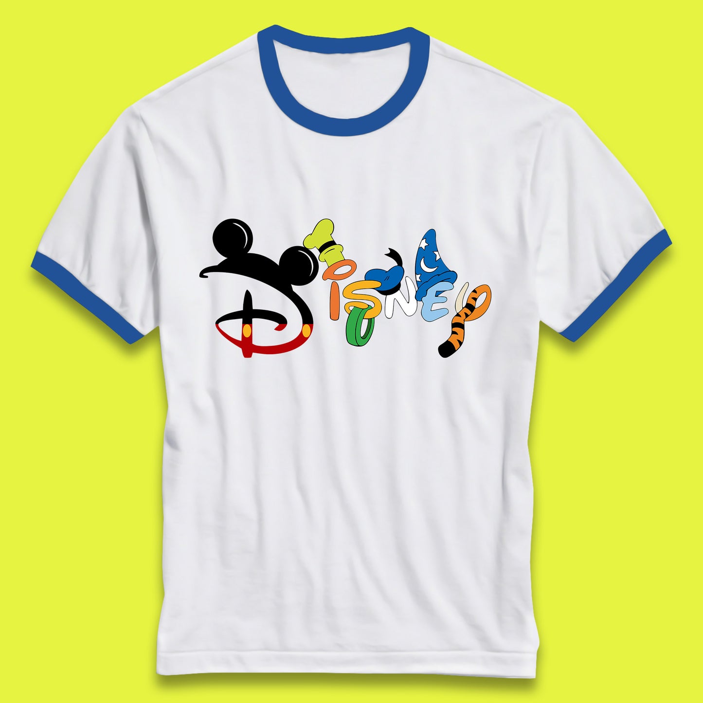 Disney Club Cartoon Characters Mickey Mouse Minnie Mouse Donald Duck Pluto Goofy Sorcerer Mickey Hat Tigger Disney World Trip Ringer T Shirt