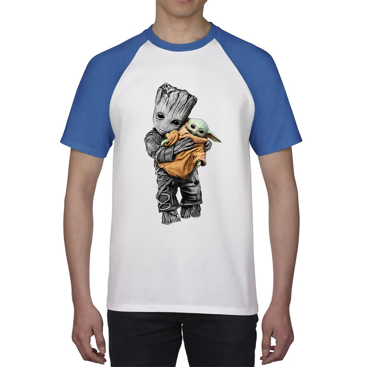 Baby Groot Holding Baby Yoda Avengers Hero Star Avenger Jedi Wars Star Wars Day 46th Anniversary Baseball T Shirt