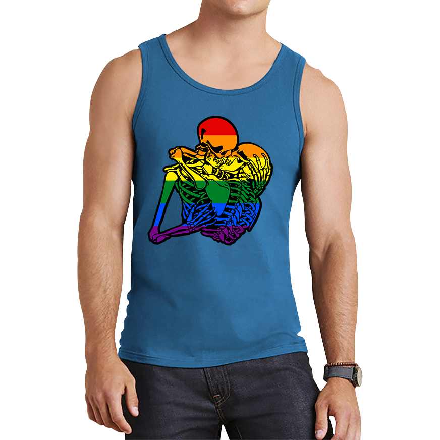 Kissing Skeletons Gay Pride LGBT Gay Skull Halloween LGBTQ+ Rainbow Pride Month Tank Top